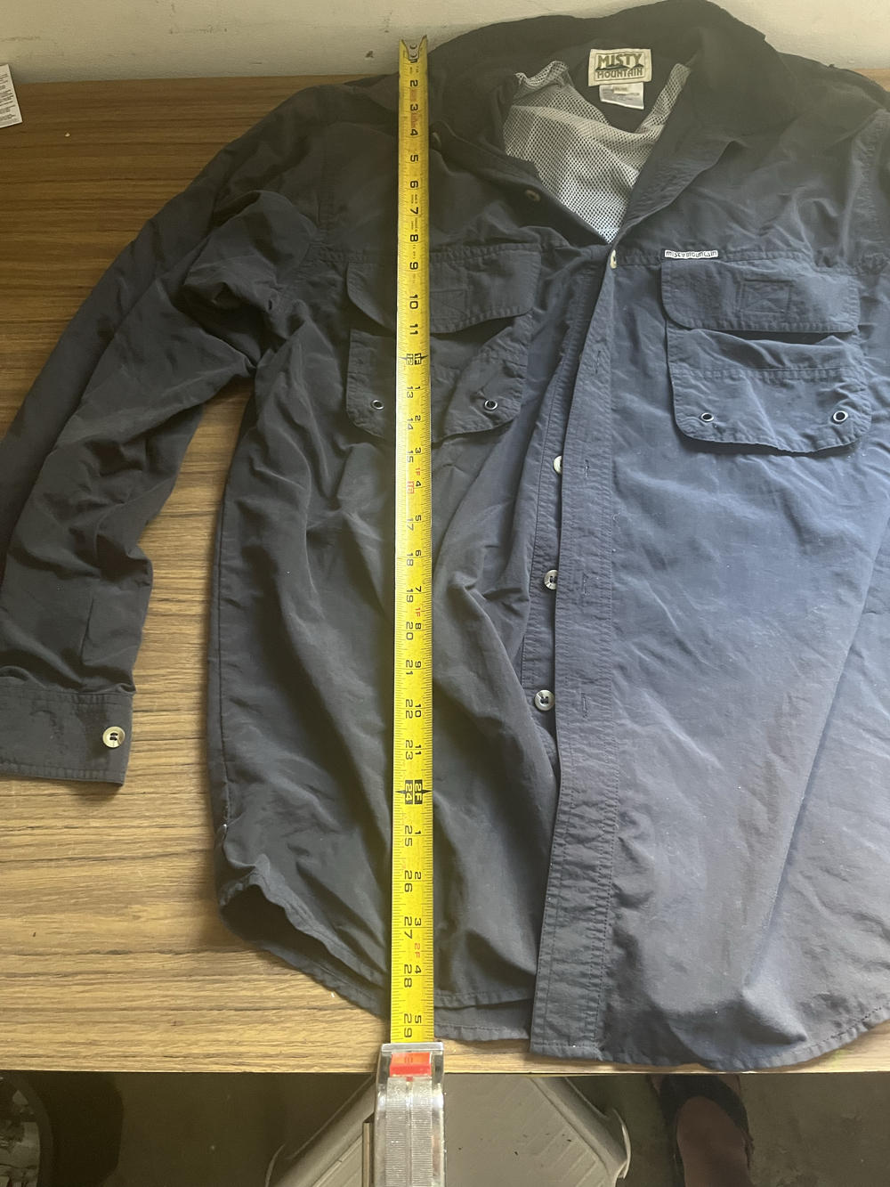 Misty Mountain navy nylon button up field shirt jacket with mesh lining
